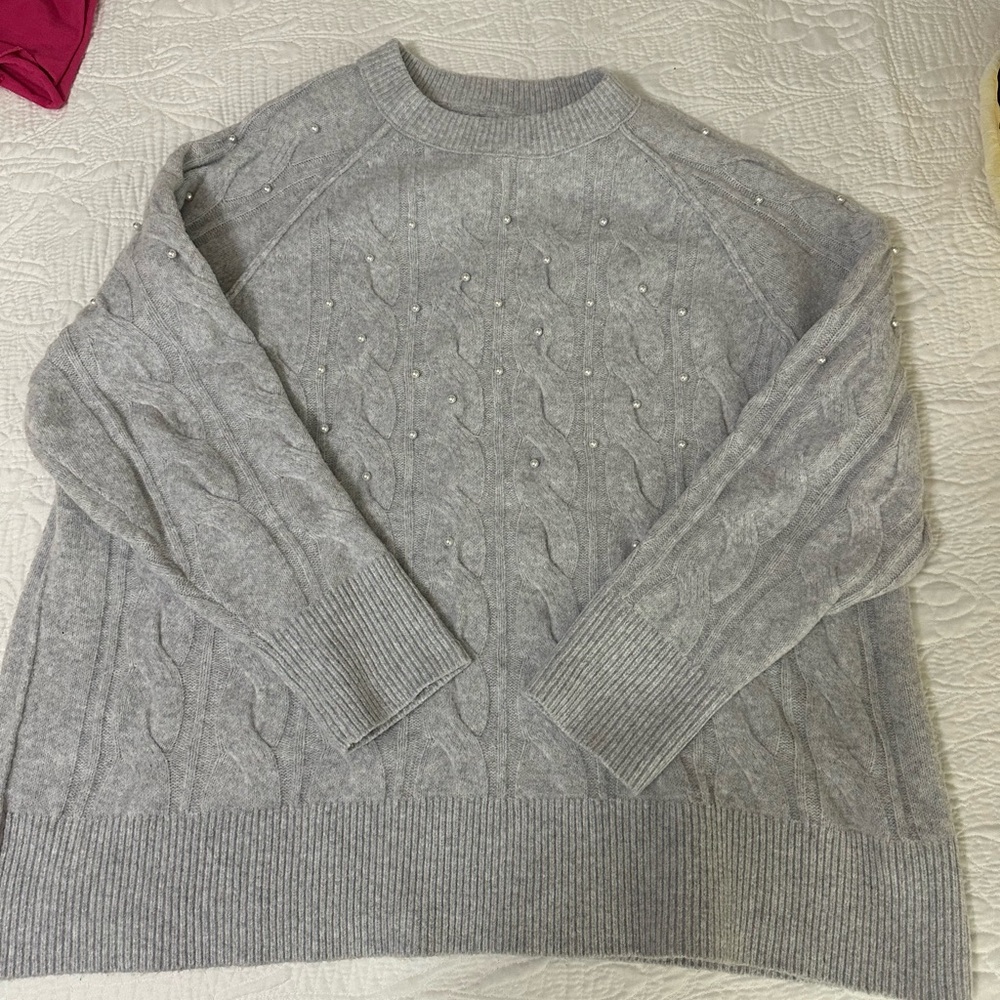 Aerie Gray Cable Knit Sweater